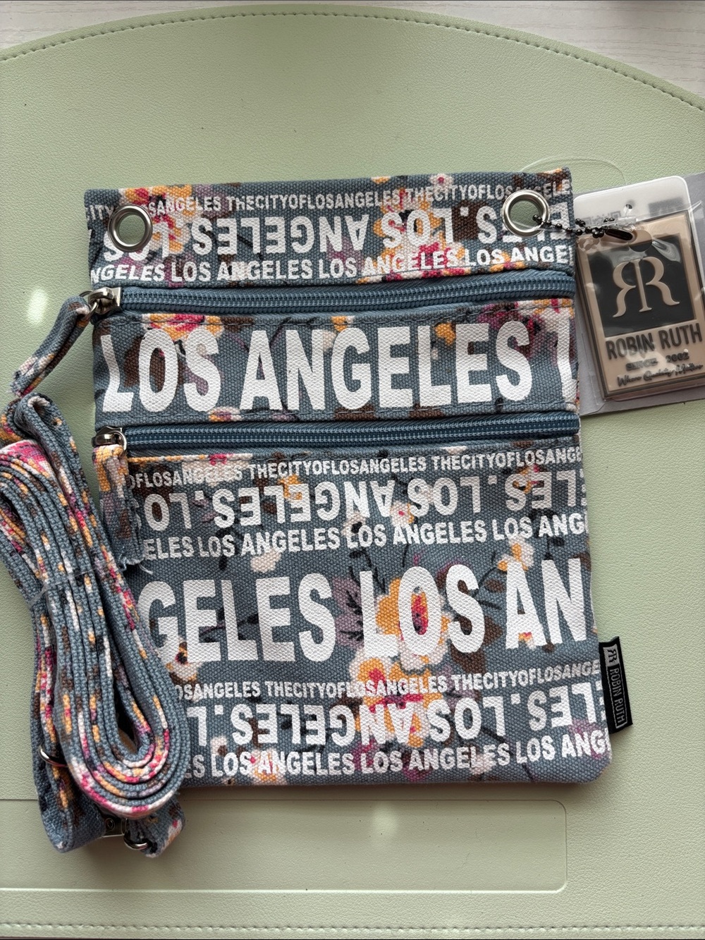 Robin Ruth Gray Los Angeles Floral Print Crossbody Bag